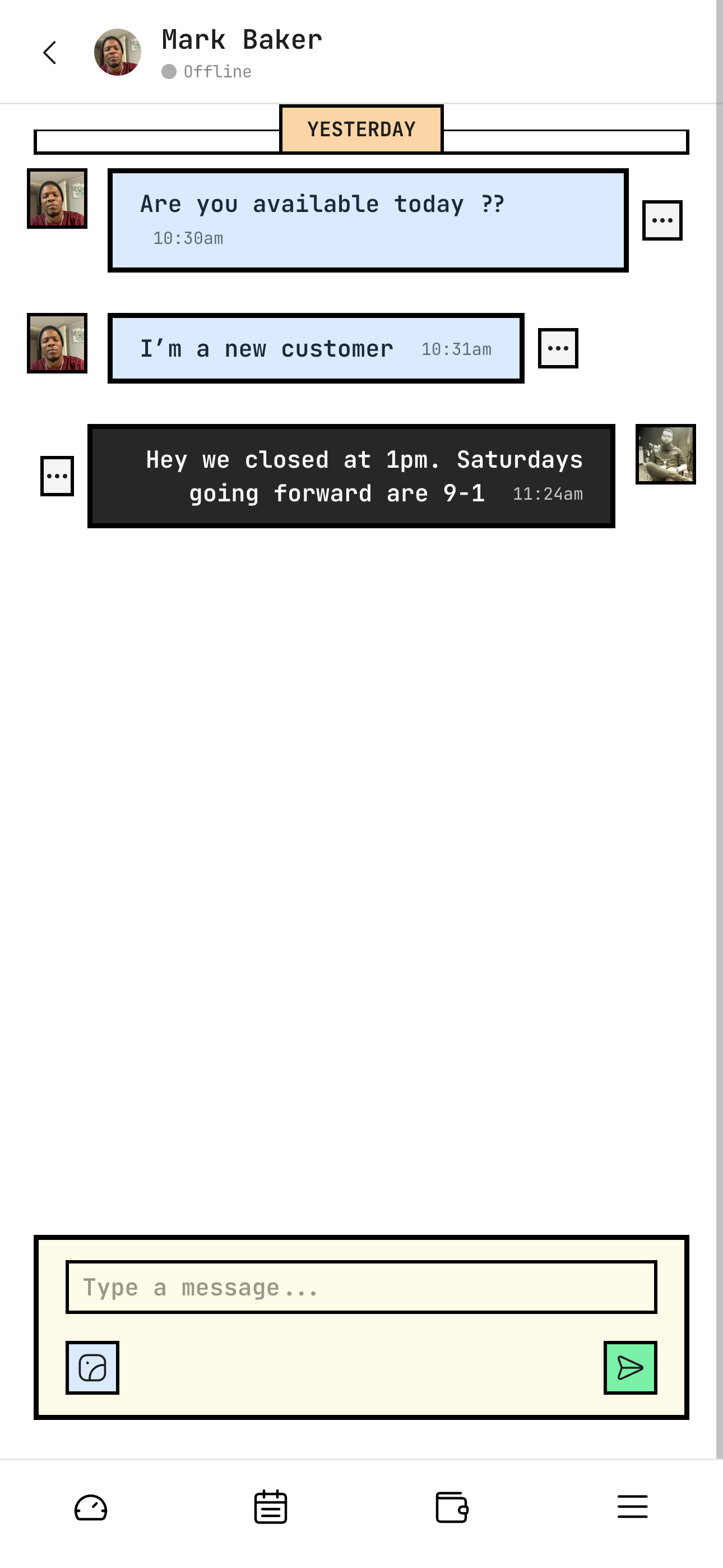 Barbercita in-app messaging chat screen
